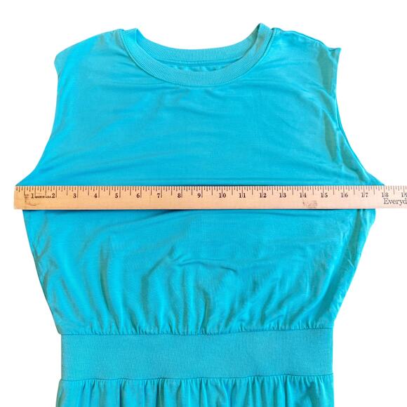 Athleta Santorini Cinch Midi Dress Sleeveless Turquoise Blue Size XS - Picture 6 of 8